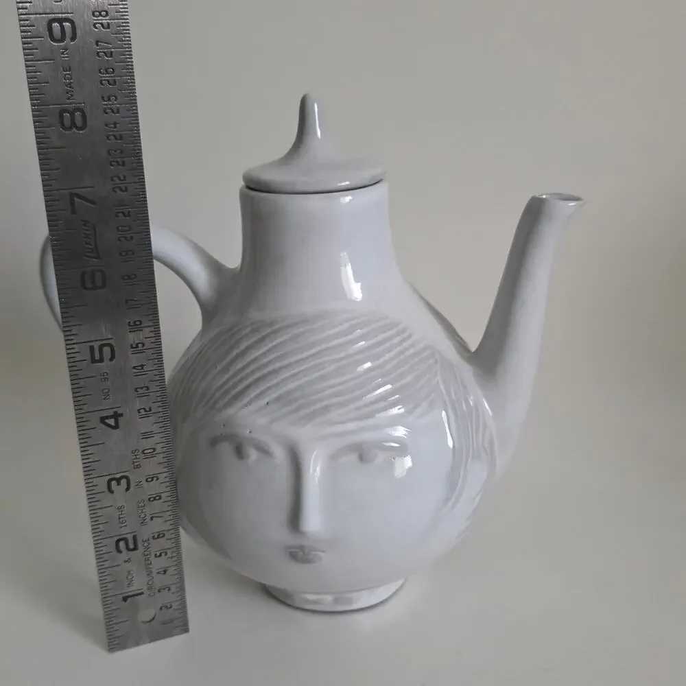 Jonathan Adler Utopia Boy & Girl Two Face Teapot Gray w/ Lid Retired